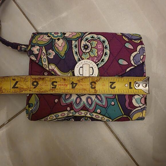VERA BRADLEY Heather Paisley Turn Lock Wallet Wristlet Purple Teal - Picture 14 of 16